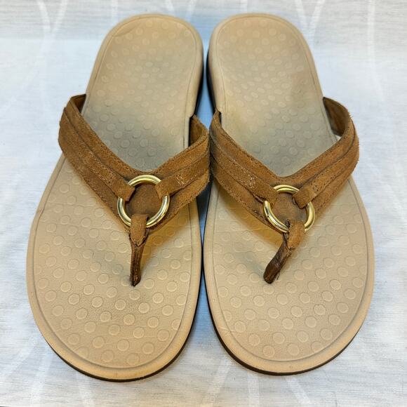 Vionic Tide Aloe Womens  Sz 11 Toe-Post Supportive Sandal Flip Flop Brown Copper - Picture 1 of 6